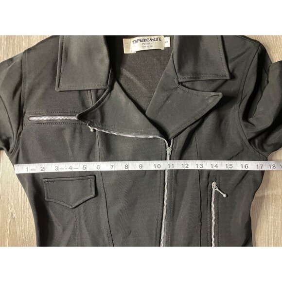Vintage 90s Tapemeasure Black Made in the USA Motorcycle Jacket Sz S - Picture 6 of 10